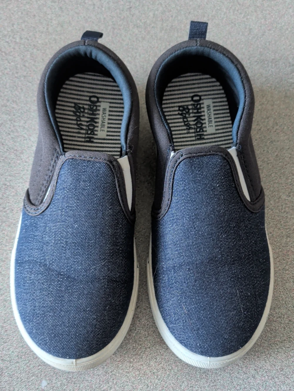 OshKosh B'gosh Navy Slip-On Canvas Loafers with White Trim